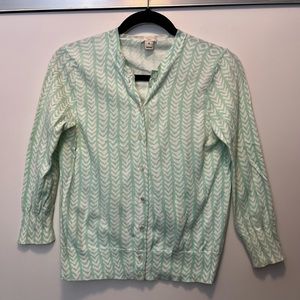 J.Crew Clare Cardigan Mint/White print, size M